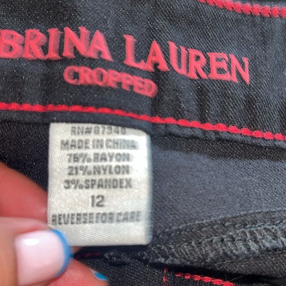 Sabrina Lauren Cropped Black Pants with Button Detail size 12 - Picture 6 of 6